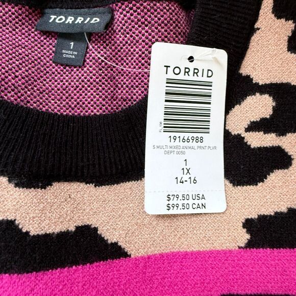 New Torrid Mixed Animal Print Pullover Sweater Multi Plus Size 1x‎ 14-16 - Picture 7 of 7